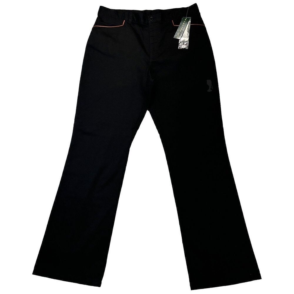 NWT Lauren Ralph Lauren Pants Womens 12 Stretch Fabric Black Straight Wide Leg.